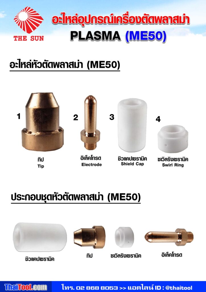 THE SUN อะไหล่อุปกรณ์เครื่องตัดพลาสม่า ME50 (PLASMA)